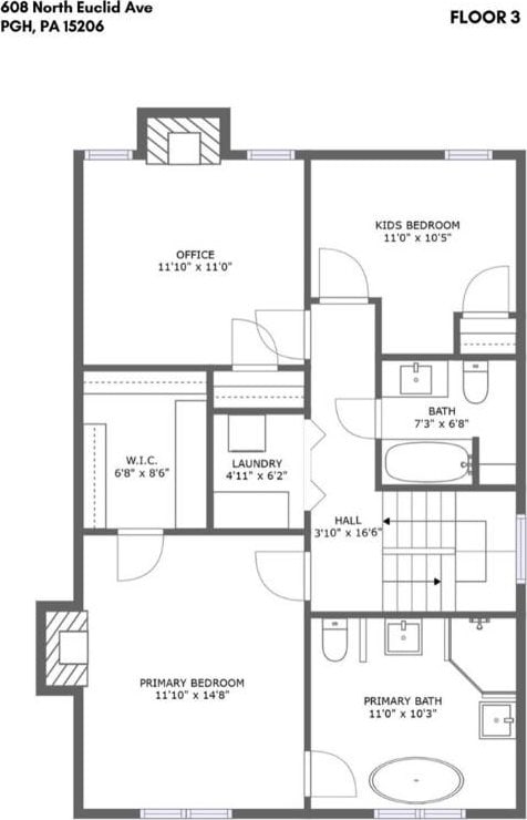 608 N Euclid Ave, East Liberty, PA 15206 - home floor plan