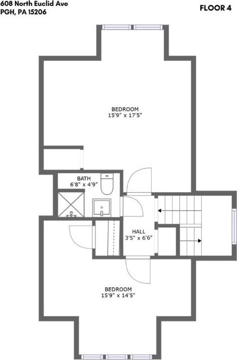 608 N Euclid Ave, East Liberty, PA 15206 - floor plan / room layout