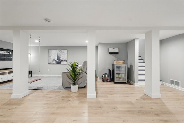 608 N Euclid Ave, East Liberty, PA 15206 - finished below grade area with stairway, light wood-style floors, baseboards, and recessed lighting