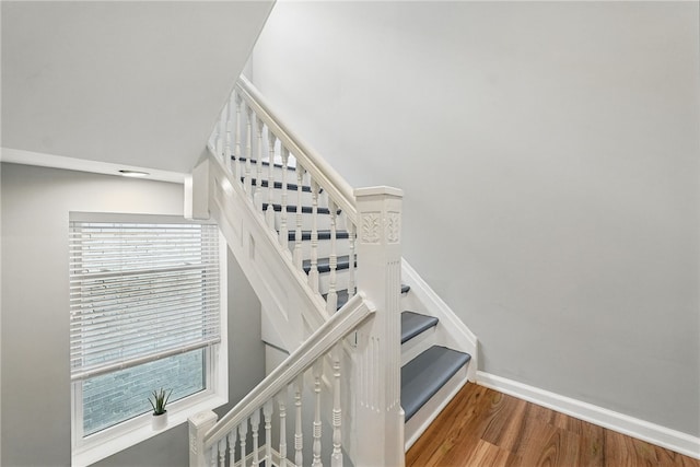 608 N Euclid Ave, East Liberty, PA 15206 - stairway featuring wood finished floors, baseboards, and plenty of natural light