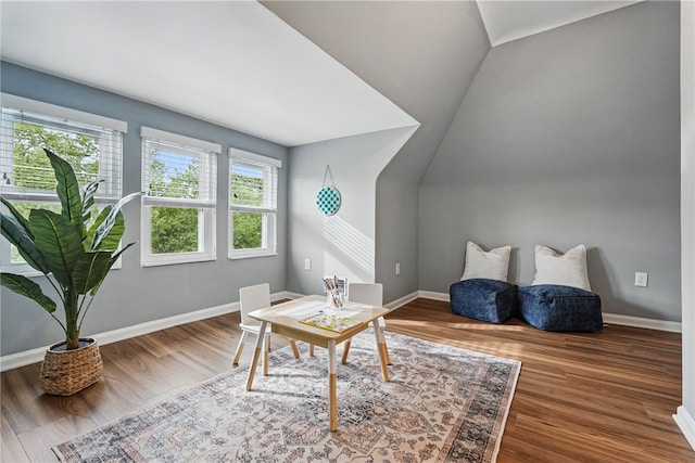 608 N Euclid Ave, East Liberty, PA 15206 - living area featuring healthy amount of natural light, wood finished floors, baseboards, and vaulted ceiling