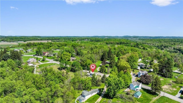 aerial view of property's location with a forest