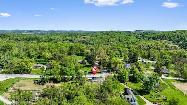 drone / aerial view of a heavily wooded area