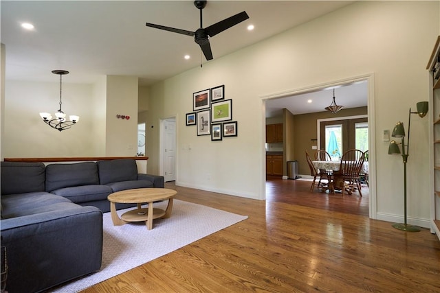 605 E Portersville Rd, Muddy Creek Twp, PA 16051 - living area featuring ceiling fan, wood finished floors, recessed lighting, and baseboards