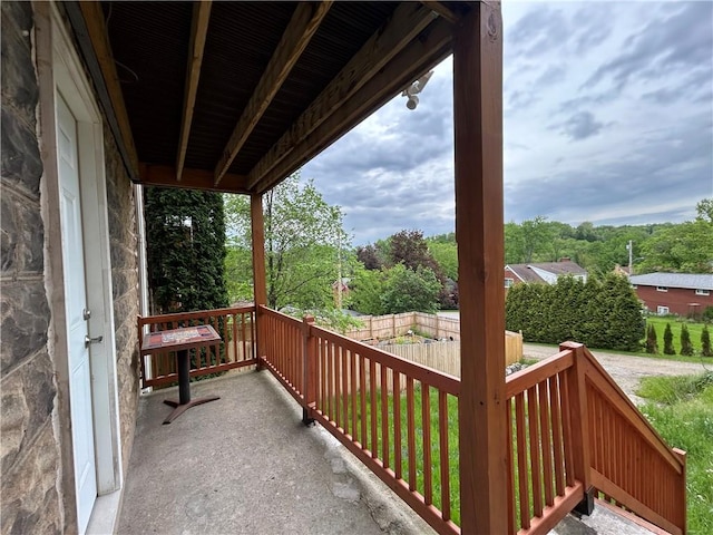 balcony featuring a porch