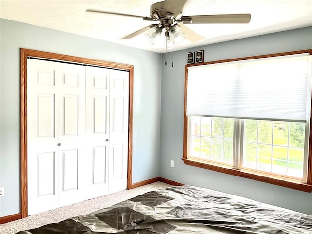 112 Pheasant Ridge Dr, Center Twp But, PA 16001 - bedroom featuring baseboards, a closet, and ceiling fan