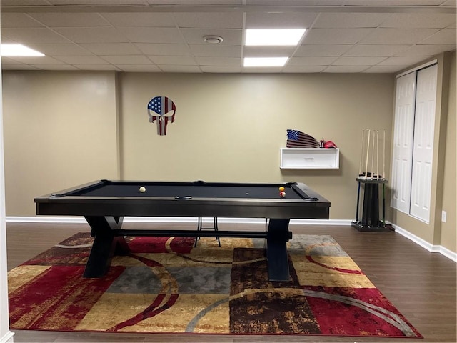 112 Pheasant Ridge Dr, Center Twp But, PA 16001 - playroom with wood finished floors, billiards, baseboards, and a drop ceiling