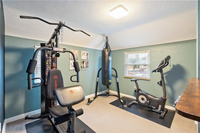 1009 Connor Rd, Castle Shannon, PA 15234 - exercise area featuring vaulted ceiling, baseboards, and carpet floors