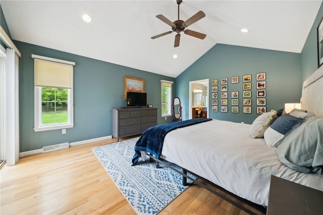 430 Southfield Dr, Hempfield Twp Wml, PA 15601 - bedroom with vaulted ceiling, wood finished floors, recessed lighting, a ceiling fan, and baseboards