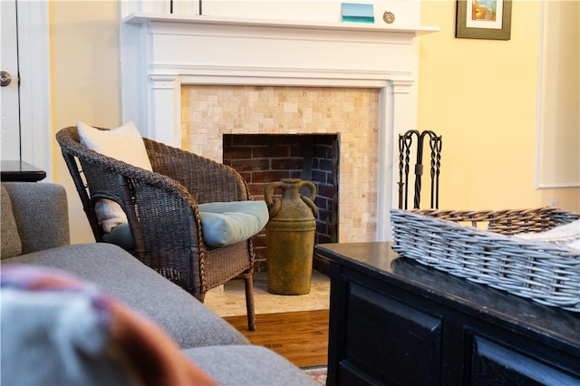6020 Grafton St, Highland Park, PA 15206 - detailed view of wood finished floors and a tiled fireplace