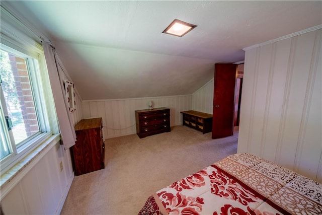 116 Diebold Rd, Robinson Twp Nwa, PA 15136 - bedroom featuring light colored carpet, vaulted ceiling, and a decorative wall