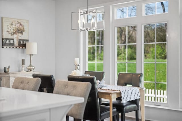 dining room featuring a chandelier