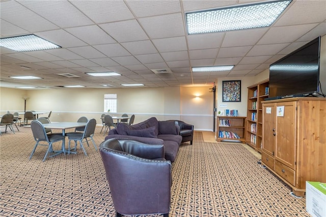 5600 Munhall Rd Unit 517, Squirrel Hill, PA 15217 - living area featuring light colored carpet, baseboards, and a drop ceiling