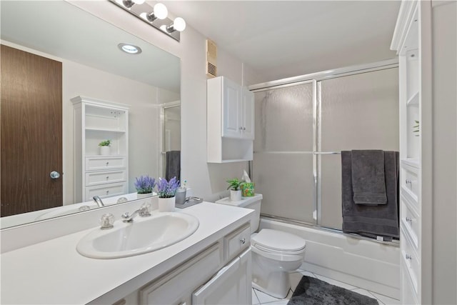 5600 Munhall Rd Unit 517, Squirrel Hill, PA 15217 - bathroom featuring shower / bath combination with glass door, toilet, vanity, and tile patterned flooring