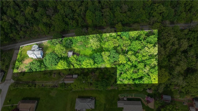 aerial view of a heavily wooded area