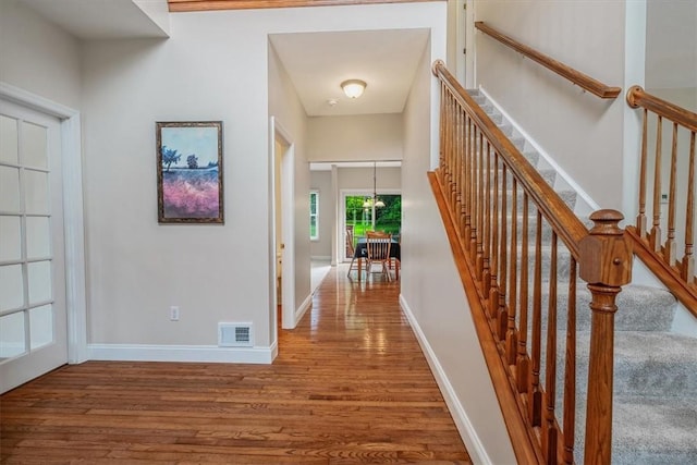 2108 Beams Run Rd, Jefferson Hills, PA 15025 - hallway featuring wood finished floors, baseboards, and stairs