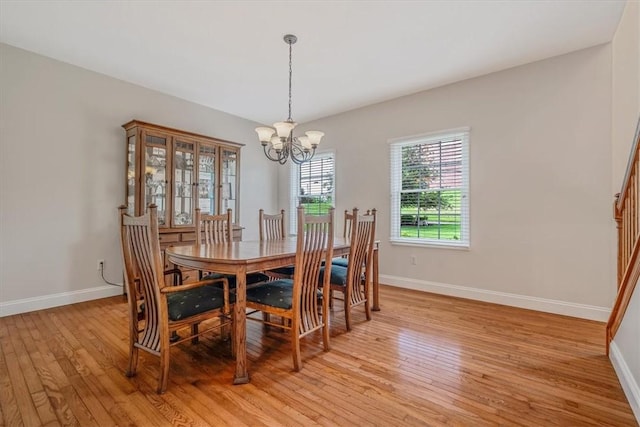 2108 Beams Run Rd, Jefferson Hills, PA 15025 - dining area with a chandelier, light wood-style flooring, and baseboards