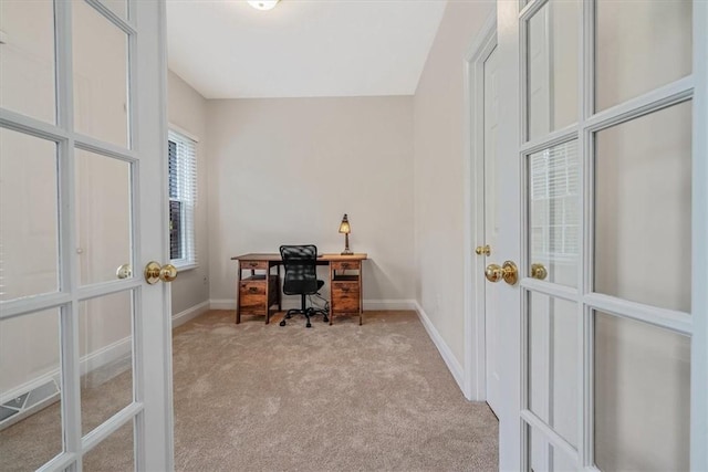 2108 Beams Run Rd, Jefferson Hills, PA 15025 - carpeted home office featuring french doors and baseboards