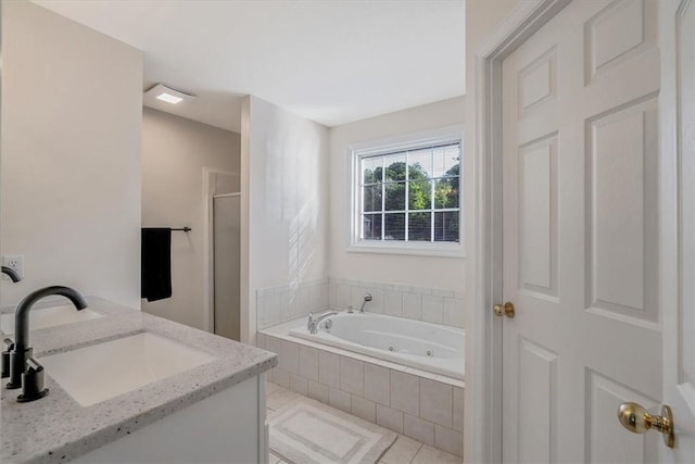 2108 Beams Run Rd, Jefferson Hills, PA 15025 - full bath featuring a shower stall, a whirlpool tub, a sink, and tile patterned floors