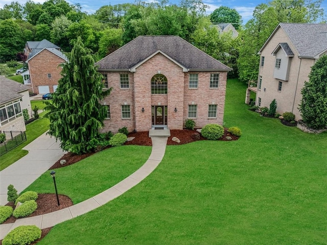 2108 Beams Run Rd, Jefferson Hills, PA 15025 - view of front of house with a front lawn, brick siding, and roof with shingles