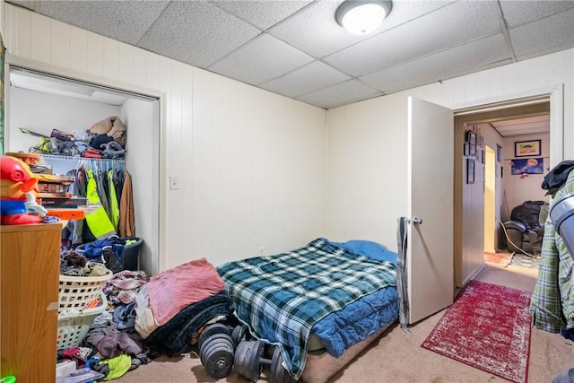 4974 Williamsport Rd, Elizabeth Twp/Boro, PA 15037 - bedroom featuring carpet flooring, a closet, and wooden walls