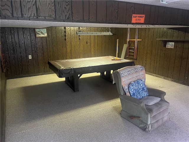 107 Pfaff Rd, Economy, PA 15005 - game room featuring wooden walls, carpet floors, and billiards