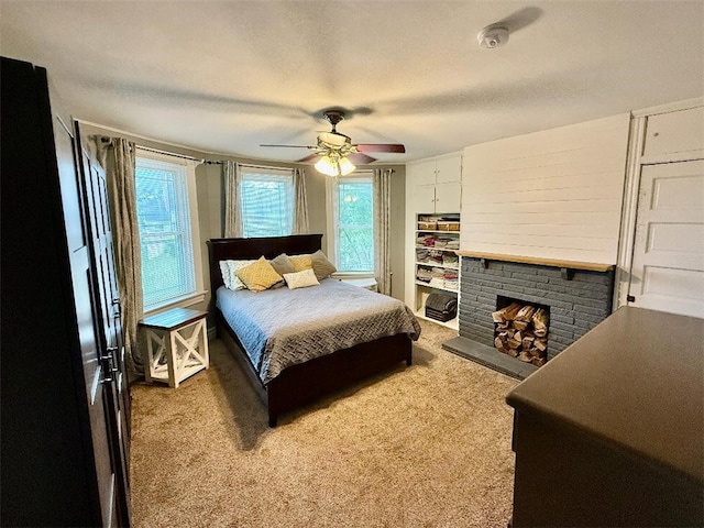 1701PLEASANT Pleasant, West Mifflin, PA 15122 - carpeted bedroom with a fireplace with raised hearth and ceiling fan