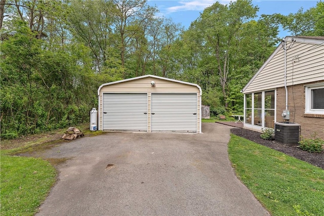 detached garage with central AC unit