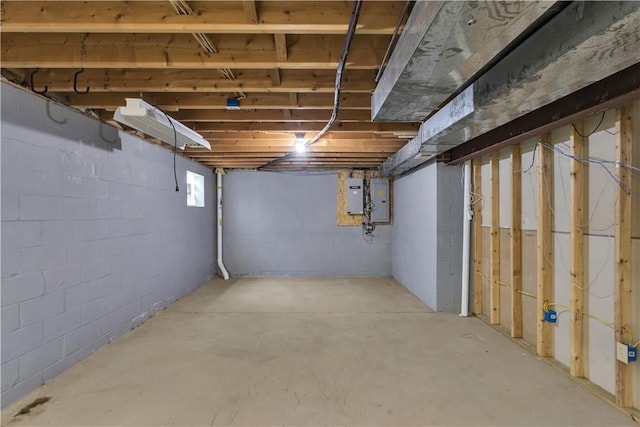basement featuring electric panel