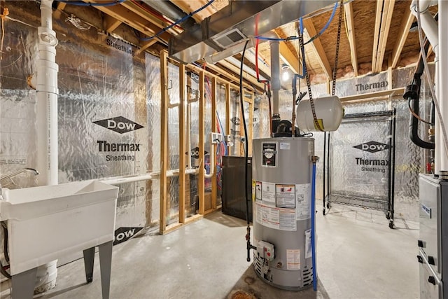 utilities with gas water heater and a sink