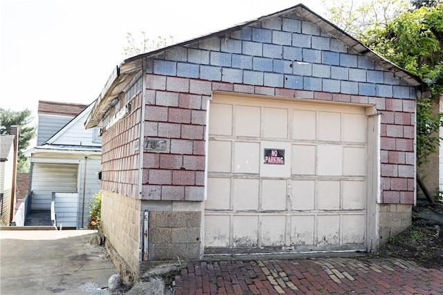 view of garage