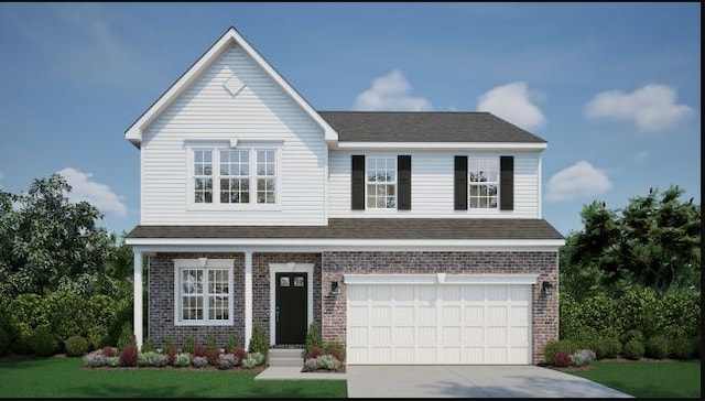 422 Hawthorn Hill Dr, Canonsburg, PA 15317 - view of front of property featuring brick siding, driveway, a garage, and a front lawn
