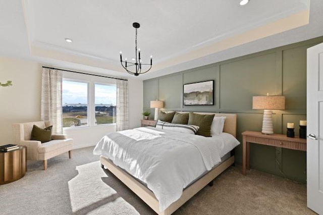 422 Hawthorn Hill Dr, Canonsburg, PA 15317 - carpeted bedroom with a raised ceiling, a chandelier, and recessed lighting
