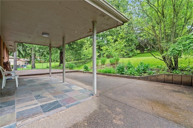 view of patio featuring a carport