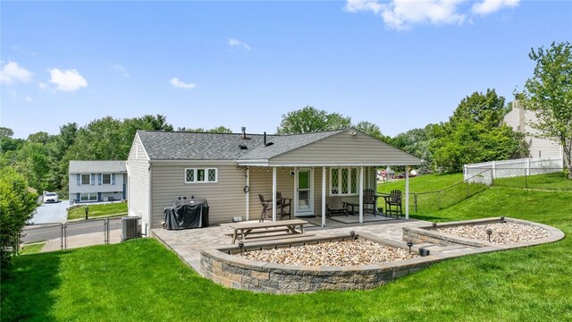 112 Cranbrooke Dr, Findlay Twp, PA 15108 - rear view of property featuring a patio area, central AC unit, and roof with shingles