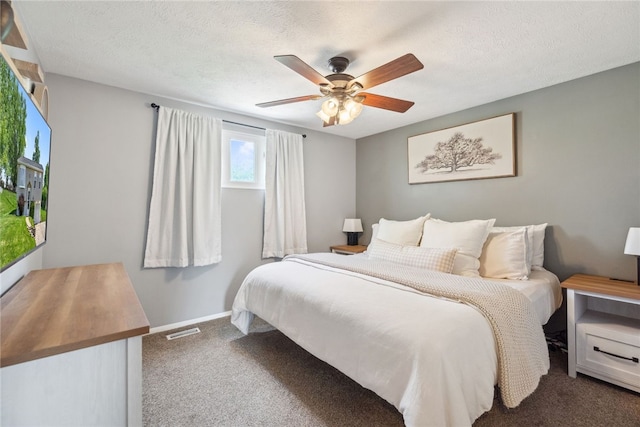 112 Cranbrooke Dr, Findlay Twp, PA 15108 - bedroom with carpet, ceiling fan, baseboards, and a textured ceiling
