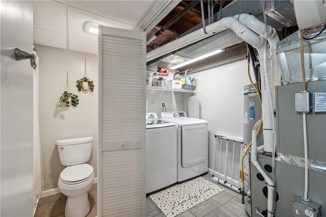 112 Cranbrooke Dr, Findlay Twp, PA 15108 - clothes washing area with washer and dryer, light tile patterned floors, and heating unit