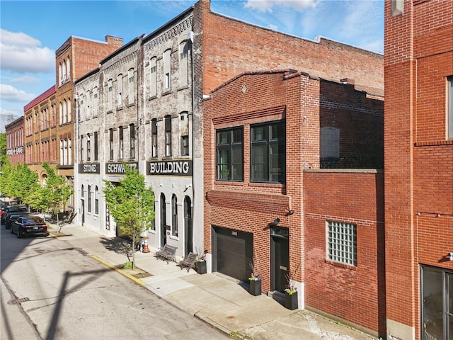 view of building exterior featuring a garage