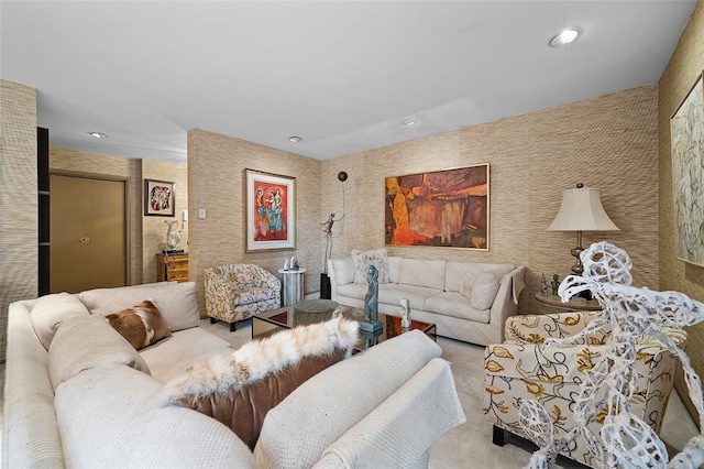 living area featuring recessed lighting