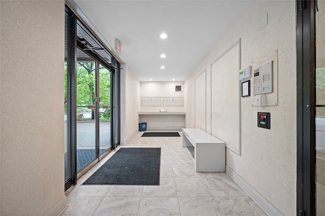 lobby with recessed lighting