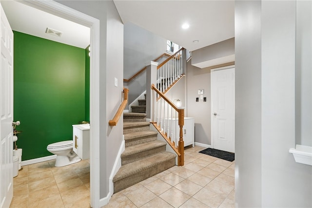 113 Lewisham Rd, Cranberry Twp, PA 16066 - stairway featuring tile patterned flooring and baseboards