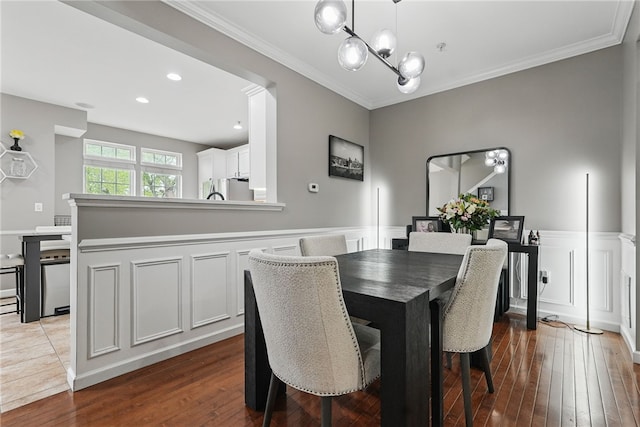 113 Lewisham Rd, Cranberry Twp, PA 16066 - dining room with a chandelier, hardwood / wood-style floors, and ornamental molding