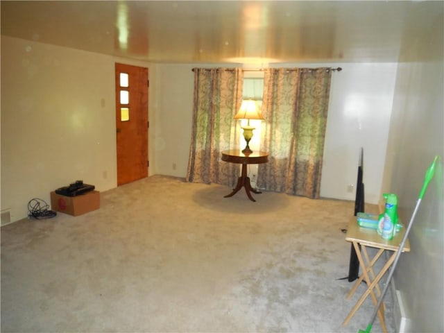 sitting room with carpet floors