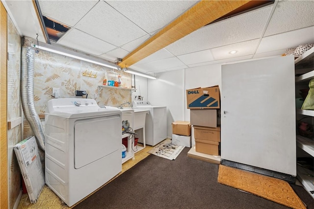 257 Penhurst Dr, Wilkins Twp, PA 15235 - washroom featuring washing machine and dryer and carpet