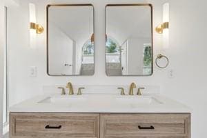 bathroom with double vanity