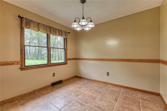 5569 Camerons Rd, Brush Val/Buffington, PA 15748 - empty room with a chandelier, baseboards, and light tile patterned floors