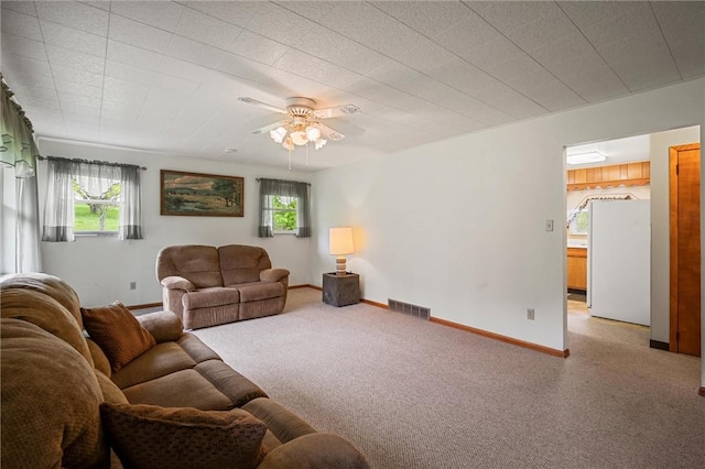 3072 Millerstown Rd, Clarion, PA 16254 - living room featuring carpet, plenty of natural light, and ceiling fan