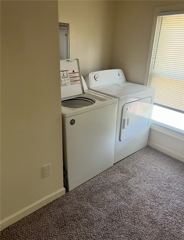 449 N Water Ave, Sharon, PA 16146 - laundry area with separate washer and dryer, carpet, and baseboards