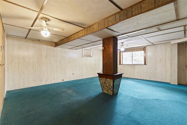 1023 Harrison St, Bethel Park, PA 15234 - basement with carpet floors and wood walls
