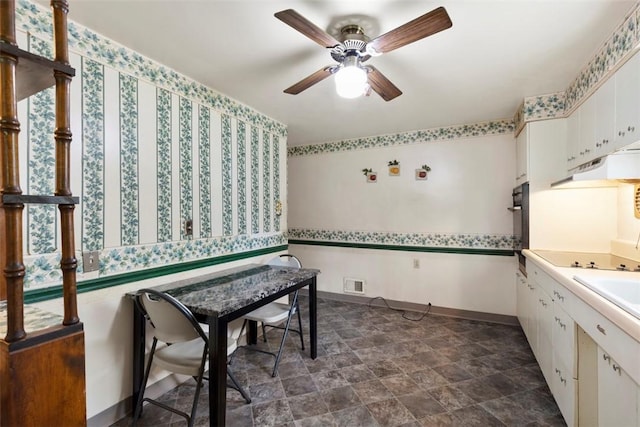 1023 Harrison St, Bethel Park, PA 15234 - dining space featuring a ceiling fan and stone finish floors